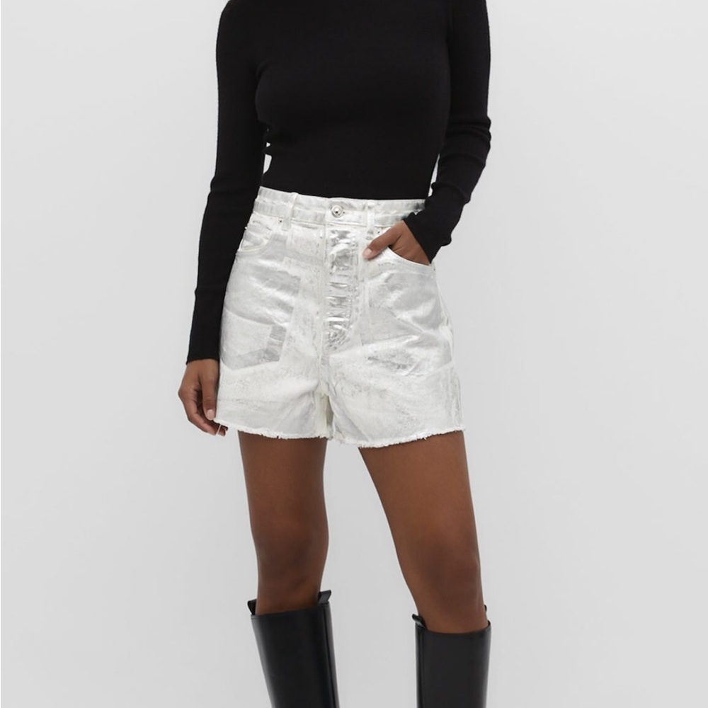 Stradivarius metallic silver vintage shorts.